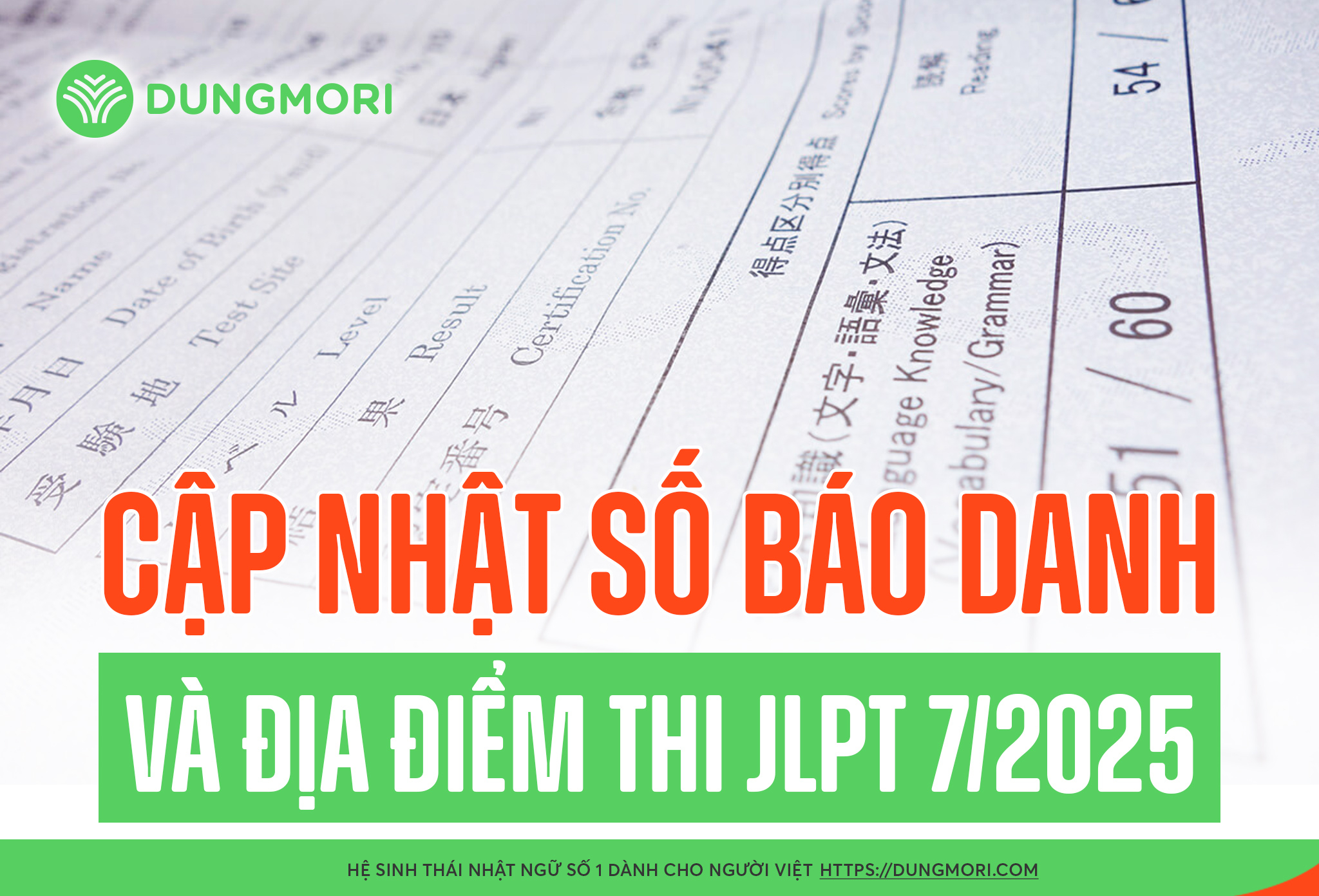 Cập nhật số báo danh, địa điểm thi JLPT T7/2025